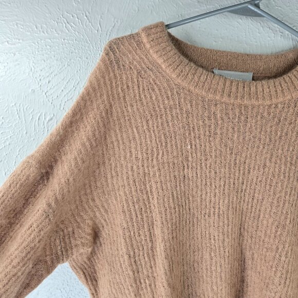 Everlane Pullover Sweater Tan Ribbed Alpaca Merino Wool Cozy Minimalist Preppy - Picture 9 of 13
